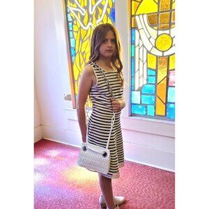 House of Want Ruched Vegan Leather White Shoulder Bag